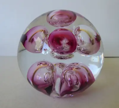 Buy Vintage Langham Art Glass Paperweight  Bubbles  Paul Miller Labelled • 18£
