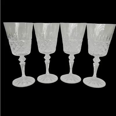 Buy Galway Irish Crystal Rathmore Cross Hatch Four Vintage Stemware Wine Glasses • 62.43£