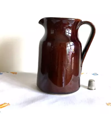 Buy  1 Pint Jug Dark Brown Glazed Stoneware With Beige Interior Moira Pottery 1960 • 22£