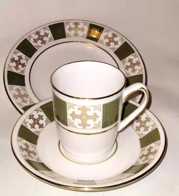 Buy Vintage Spode Persia China Green Gold Coffee Cup Saucer Sideplate Trio Demi Tass • 8.99£