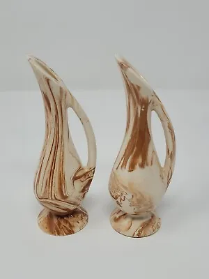 Buy Vintage Alaskan Native Clay Pottery Ceramic Cream Brown Swirl Two Mini Vases • 18.21£