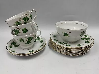 Buy Colclough Ridgway Potteries Teacups Saucers Side Plates Sugar Bowl Green Ivy A60 • 5.95£