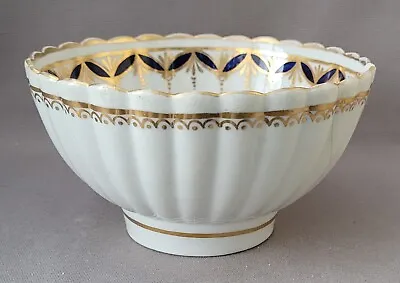 Buy New Hall Blue & Gold Pattern 119 Reeded Slop Bowl C1790s Pat Preller Collection • 10£