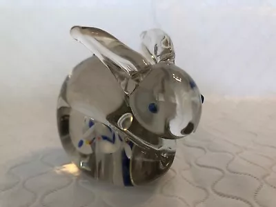Buy Vintage Clear Art Glass Bunny Rabbit Paperweight Figurine 3.5” • 12.33£