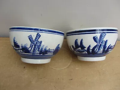 Buy Set Of 2 Blue White Pottery Holland Bowl Dish Windmill Scene New • 6.99£