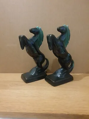 Buy Pair Of Blue Mountain Pottery Rearing Horses • 20£