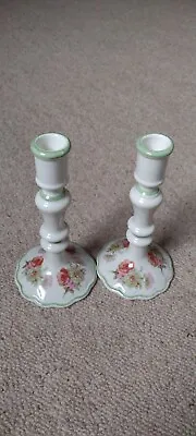 Buy Royal Winton Pottery - 2 Candlesticks. Pair. Two. Vintage Roses. Floral. Flowers • 17.99£