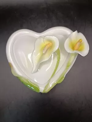 Buy Lovely Vintage Franz Porcelain Trinket Dish With Arum Lily, Perfect Condition • 35£
