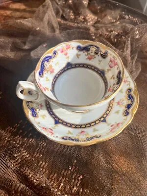 Buy Vintage Hammersley Tea Cup And Saucer Hand Painted Blue Roses Vintage Gift • 71.93£