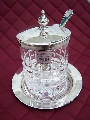 Buy Vintage Samobor Hand Cut Crystal And Silver Plated Preserve Jam Pot Set • 12.99£