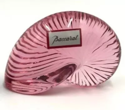 Buy Cranberry Pink Crystal Nautilus Sea Shell Baccarat France Paperweight Figurine • 155.16£
