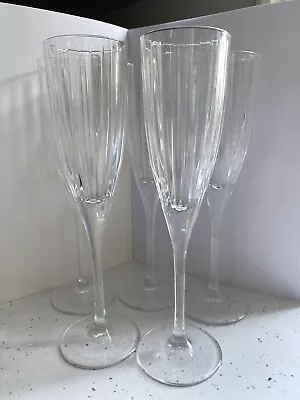 Buy 5 Royal Doulton Champagne Flutes Lead Crystal Ribbed Pattern Slim Stem  • 19.99£