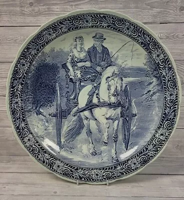 Buy Vintage Boch Blue Delft Horse & Carriage Large Wall Plate. PS • 45£