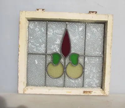 Buy Antique Stained Glass Window Panel Vintage Old Wooden Art Nouveau Flower 22x20  • 40£
