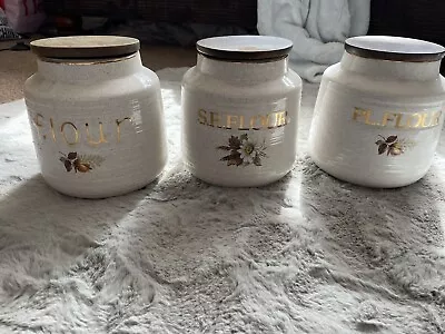 Buy Vintage Kernewek Pottery Goonhavern Cornwall Jars Self Raising Flour • 15£