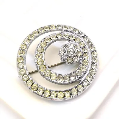 Buy Vintage Art Deco Style Circle Brooch Vintage Diamante Lapel Pin Jewellery  • 16£