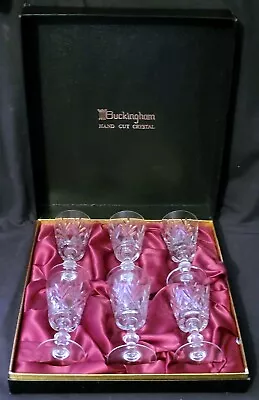 Buy SIX BUCKINGHAM Hand Cut Crystal Wine Glasses In Original Box • 22£