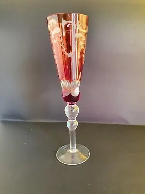 Buy Ruby Fluted Champagne Glass Towle Crystal Pattern  Toc44  • 18£
