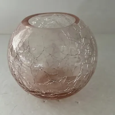 Buy Toyo Blown Art Crackle Glass Pink Rose Bowl Vase • 11.36£