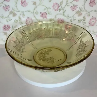 Buy Amber Sharon Cabbage Rose Serving Bowl, Yellow Federal Glass Depression Ware • 15.09£