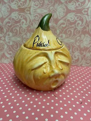 Buy Vintage Pottery Pickled Onion Crying Face Pot Jar • 4.99£