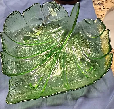 Buy Large Vintage Manganese Glass Leaf Serving Tray/ Dish Uv Reactive Glow • 32.77£
