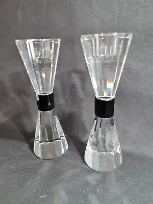 Buy Pair Of Stylish Cut Glass Candlesticks In Prism Design  Pre-owned • 19.99£