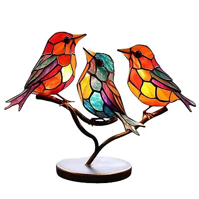 Buy Similar Stained Glass Birds On Branch Desktop Ornaments Double Sided Flat • 11.06£