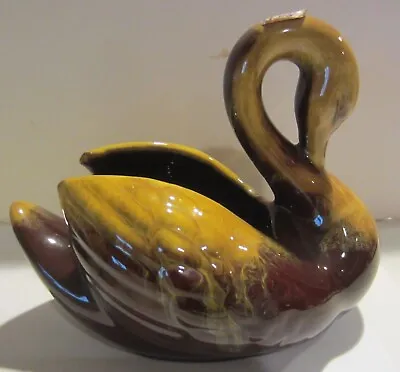 Buy Vintage  Blue Mountain Pottery Swan Figurine/Planter*Brown Drip With Sticker • 26.52£