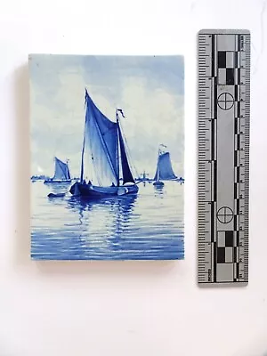 Buy Blue Delft Tile Of Sail Boats • 37.89£