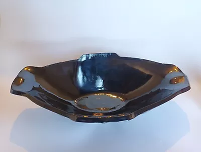 Buy Lovely Vintage Oval Art Deco Black Glass Fruit Bowl • 14.99£