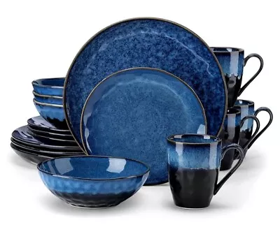 Buy Vancasso STARRY Dinner Set Stoneware Red/Green/Blue Dinnerware Plates Dish Bowls • 65£