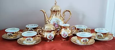Buy Vintage Bondware Fine China Porcelain Fragonard Gilded Demitasse Coffee Set • 18£