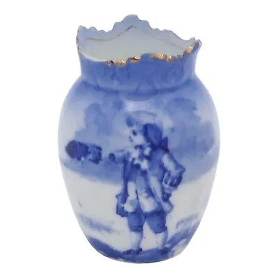 Buy Antique C. 1901-1922 Royal Doulton Miniature Blue White Vase Ornament *Damaged* • 22.50£