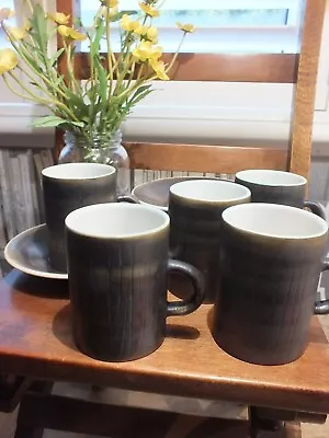Buy Mid Century Cinque Ports Pottery The Monastery Rye 5 Coffee Mugs & Saucers Brown • 18.99£