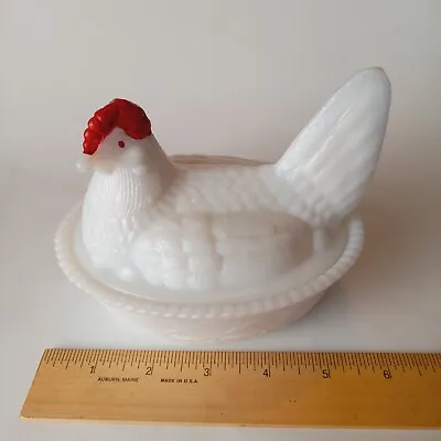 Buy Vintage Westmoreland Milk Glass Chicken Hen On Nest LARGE 6 “  Antique • 19.26£