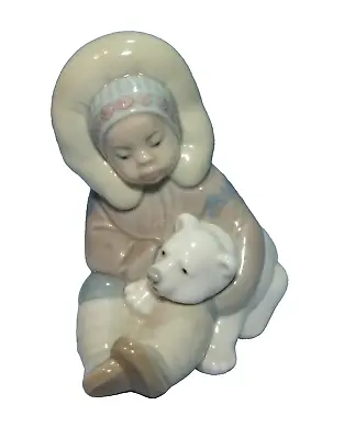 Buy LLadro Porcelain Eskimo Child Playing With Polar Bear Cub Figurine #1195 • 26.49£
