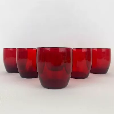 Buy Set Of 6 Small Red Cocktail And Aperitif Glass | 1960's Red Glassware Set • 30.37£