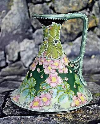 Buy Antique Nippon Moriage Raised Enamel Porcelain Vase • 197.65£