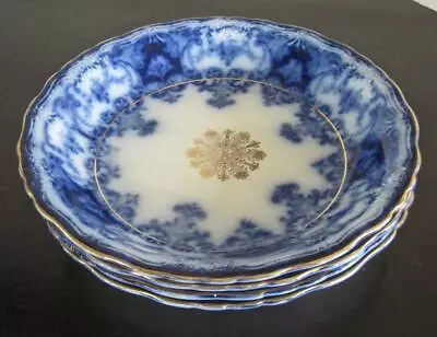 Buy Four John Maddock And Sons Royal Vitreous Dainty 7.75   Flow Blue Soup Bowls • 151.56£