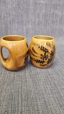 Buy Holkham-Style Pottery Floral MUGS Amber Decorative Pair/2 Vintage  • 19£