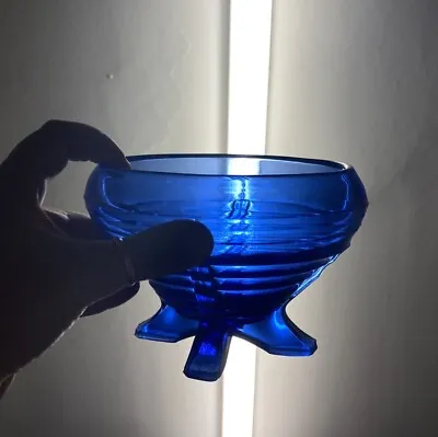 Buy Vintage 1940s Cobalt Blue SOWERBY Glass Footed Bowl, Pattern #2652, 14.5cm Dia • 12£