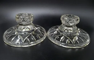 Buy Vintage Ravenhead Clear Glass Low Candlesticks #P332   • 14.95£