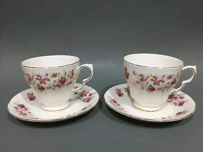 Buy Colclough Bone China “ Casade Rose “ 2 X Tea Cups & Saucers • 9.95£