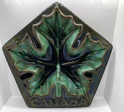 Buy Blue Mountain Pottery Canada Maple Leaf Trinket Dish Green Drip Glaze Ashtray 9  • 8£