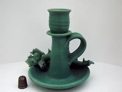 Buy Signed Dorli Carr Studio Pottery Candlestick / Candleholder With A Baby Dragon • 28.99£
