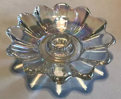Buy Vtg Clear Scalloped  Iridescent Glass W/Rainbow  Effect Coloring Candle  Holders • 11.86£