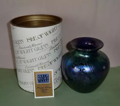 Buy Michael Harris Isle Of Wight Hand Blown Studio Glass Vase Boxed With Cert • 48£
