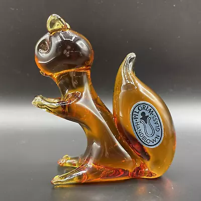 Buy Vintage PILGRIM Hand Blown Glass Amber Squirrel Figurine Sitting Up STICKER • 23.58£