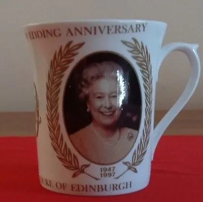 Buy 1997 Queen Elizabeth II Commemorative Golden Wedding Anniversary Bone China Mug • 2£